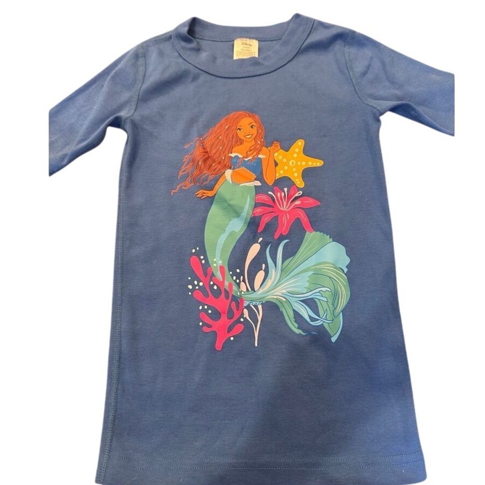 Hanna Andersson Disney Ariel Little Mermaid Pajama Top Organic Cotton Blue US‎ 8